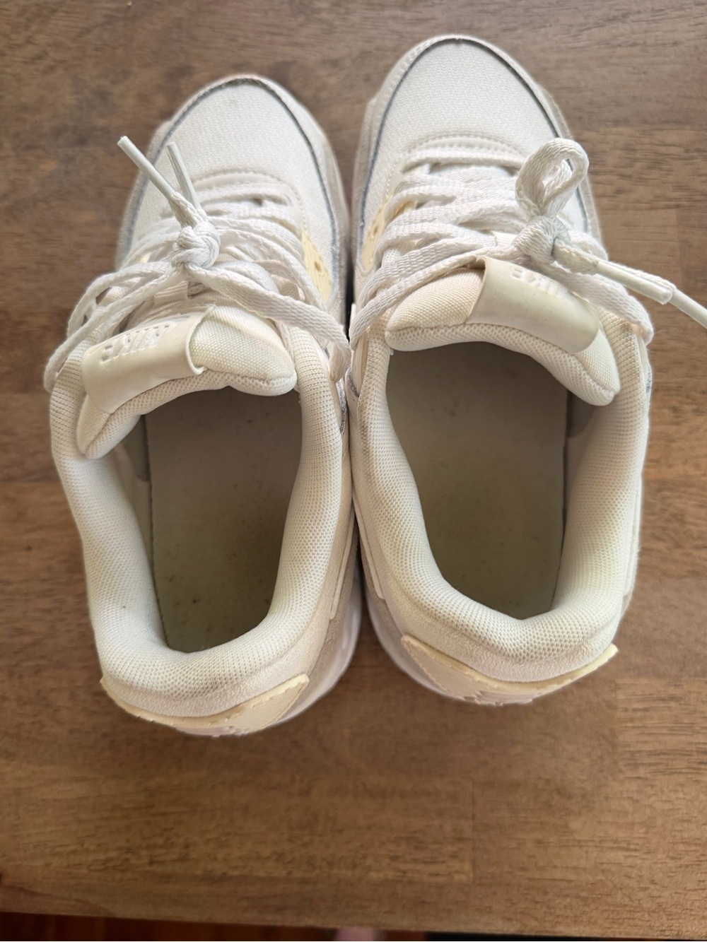 Nike Air Max 90 Women's Athletic Shoes in Cream, White and Light Gray Platform - Picture 4 of 6